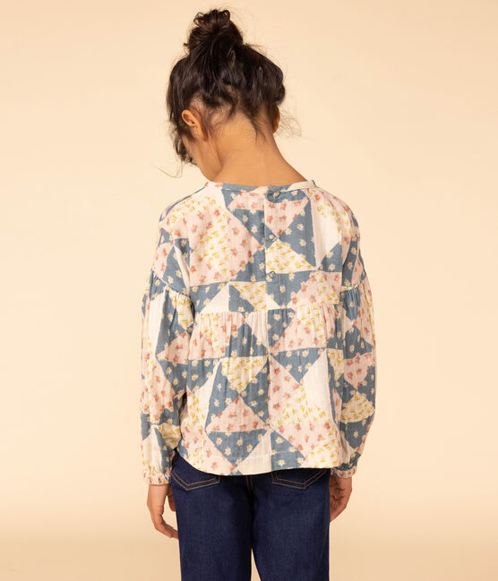 Bluse aus Musselin-Stoff für Kinder/Mädchen rosa SALINE/weiss MULTICO