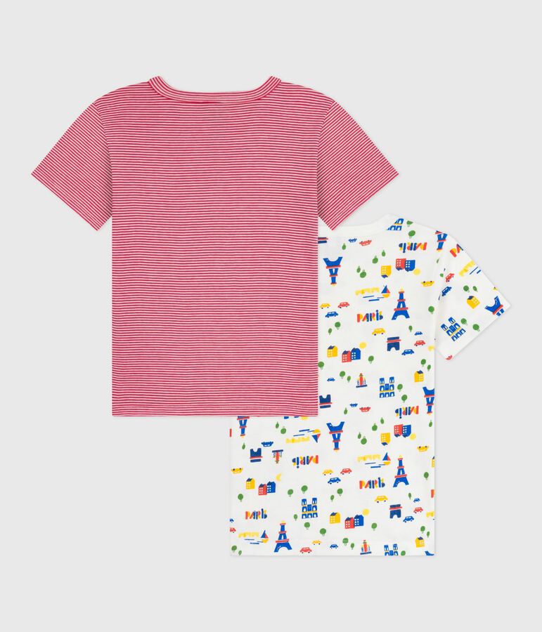 Set lang&auml;rmeliger Kinder T-Shirts aus Baumwolle mit Paris-Motiven vielfarbig