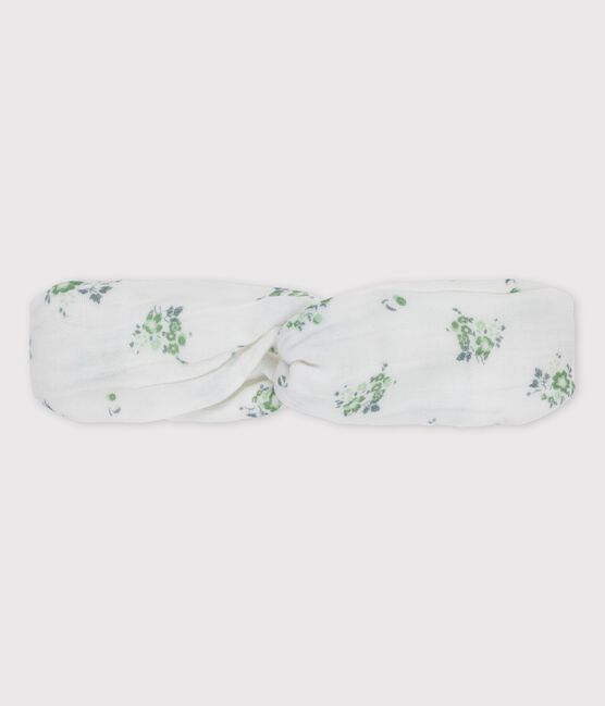 Baby-Haarband aus Windelstoff aus Bio-Baumwolle weiss MARSHMALLOW/weiss MULTICO
