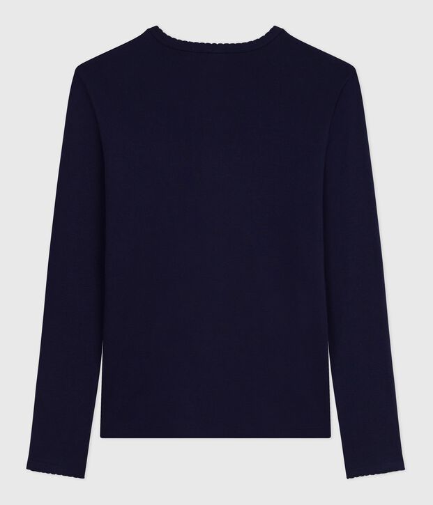 Lang&auml;rmeliges Damen-T-Shirt L&rsquo;Iconique aus Baumwolle mit Picotkante SMOKING