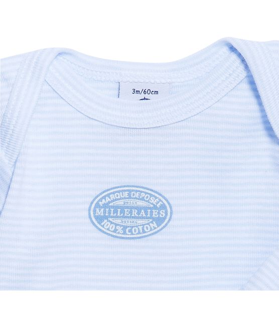 Baby-Body für Jungen, Langarm, geringelt blau FRAICHEUR/weiss ECUME