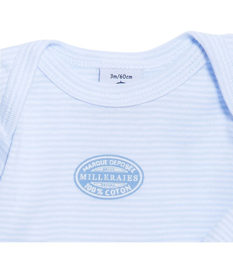 Baby-Body f&uuml;r Jungen, Langarm, geringelt blau/weiss