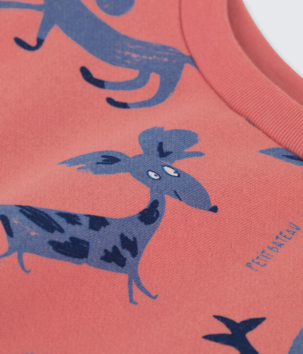 Kinder-Sweatshirt aus Molton rosa/vielfarbig