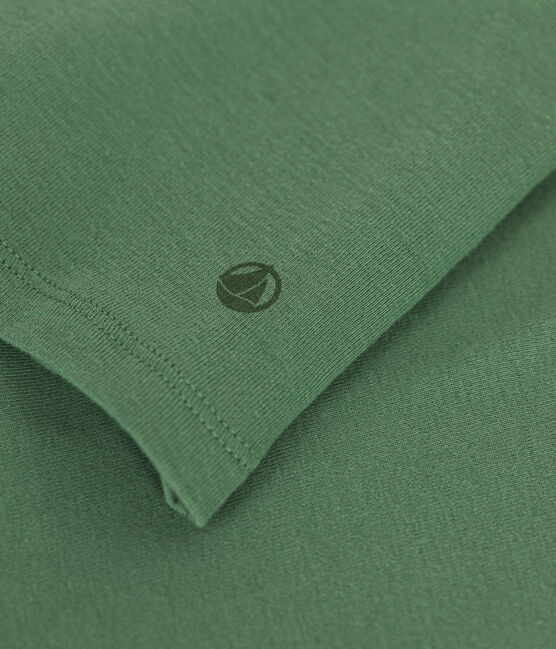 Langärmeliges Damen-T-Shirt L'Iconique aus einfarbigem Rippstrick grün PALMERAIE