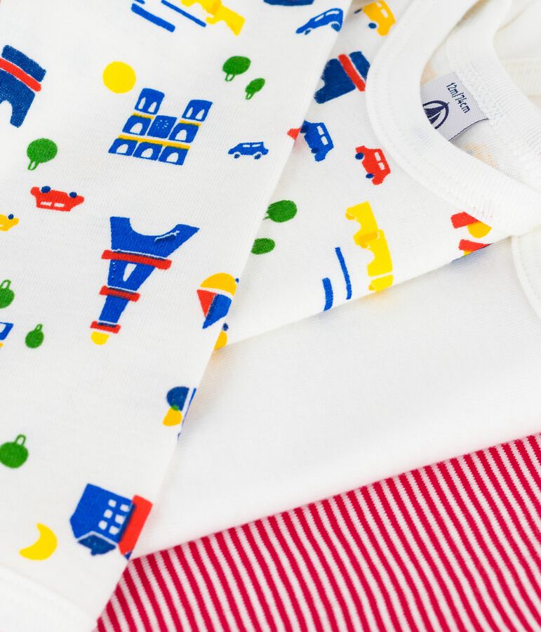 Set lang&auml;rmeliger Baby-Bodys aus gemusterter Baumwolle vielfarbig