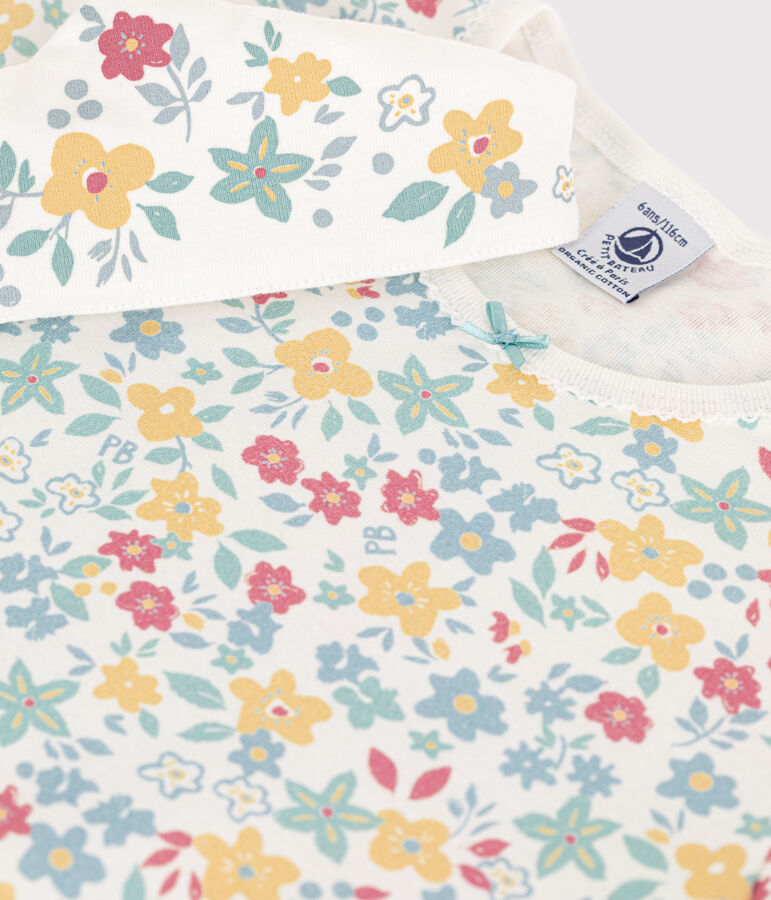 Gebl&uuml;mtes Baumwoll-Nachthemd mit Krone f&uuml;r M&auml;dchen weiss/vielfarbig