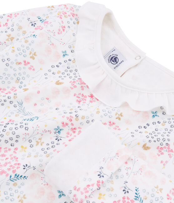 Pyjama aus Doppeljersey für kleine Mädchen weiss MARSHMALLOW/weiss MULTICO
