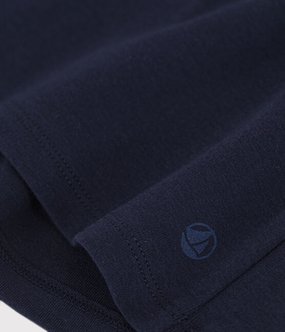 Langärmeliges Damen-T-Shirt L'Iconique aus einfarbigem Rippstrick blau SMOKING