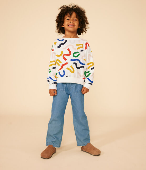 Sweatshirt mit Printmotiv aus leichtem Molton Kinder/Jungen weiss MARSHMALLOW/weiss MULTICO