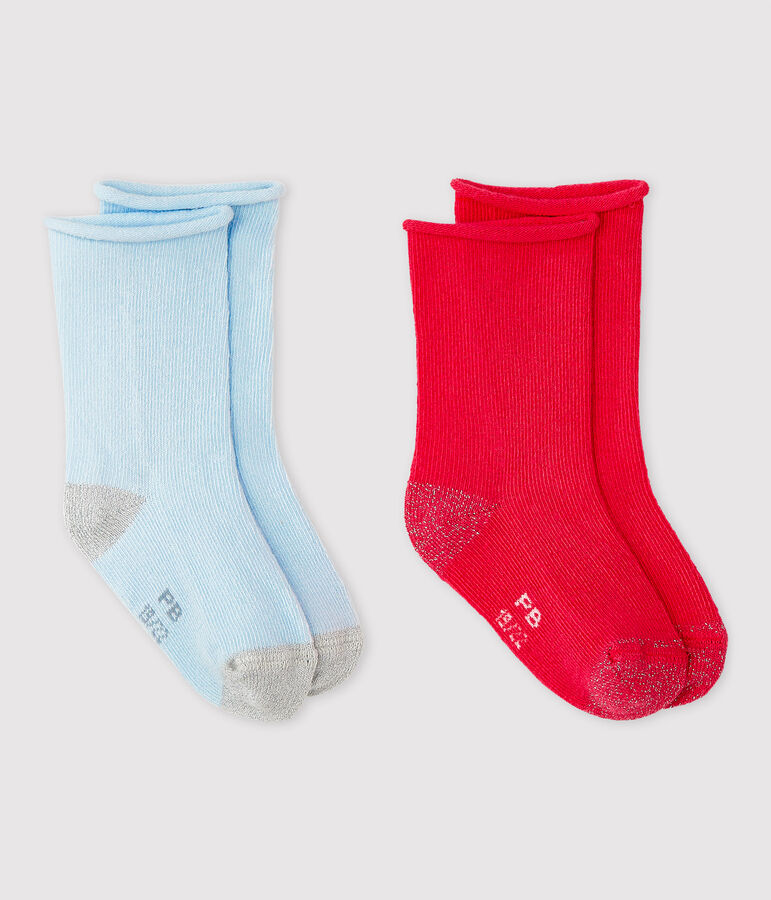 2er-Set einfarbige Babysocken f&uuml;r M&auml;dchen vielfarbig