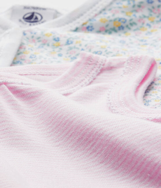 Kurze Baby-Mädchen-Einteiler im 2er-Set weiss .
