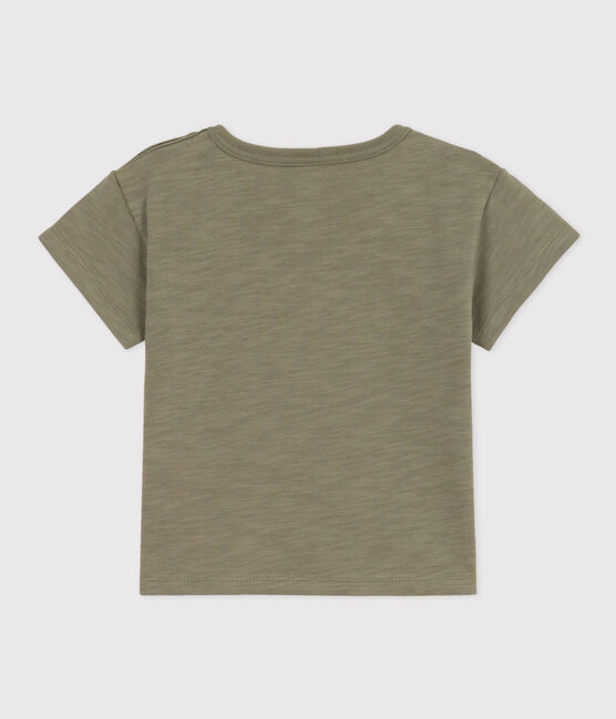 Kurzärmeliges Baby-T-Shirt aus geflammtem Jersey. grün MARECAGE