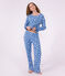 Damen-Pyjama aus Baumwolle mit Herzmotiv blau/weiss