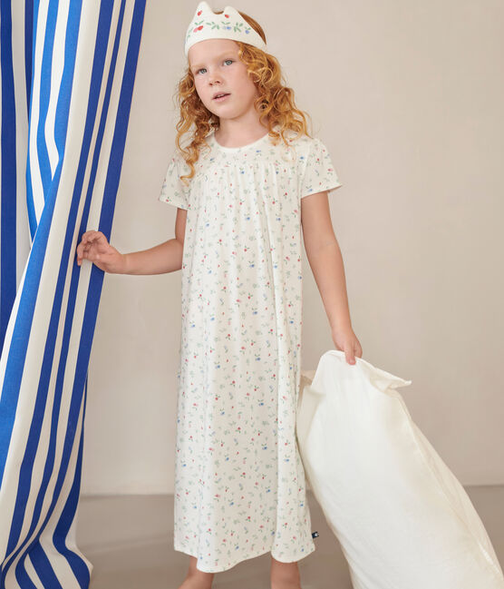 Kinder-Nachthemd zum Verkleiden mit Stirnband aus Baumwolle weiss MARSHMALLOW/weiss MULTICO