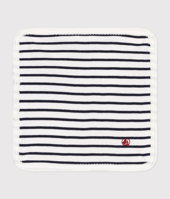 Baby-Waschlappen aus Baumwolle und Frottee mit Streifen weiss MARSHMALLOW/blau SMOKING
