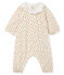 Langer Baby-Overall aus Rippstrick für Mädchen weiss MARSHMALLOW/weiss MULTICO