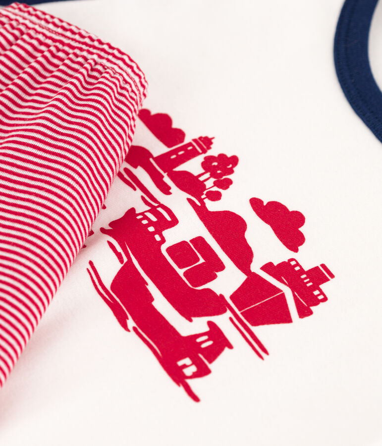 Kinder-Kurzpyjama Le Havre aus Baumwolle f&uuml;r Jungen weiss MARSHMALLOW/weiss MULTICO