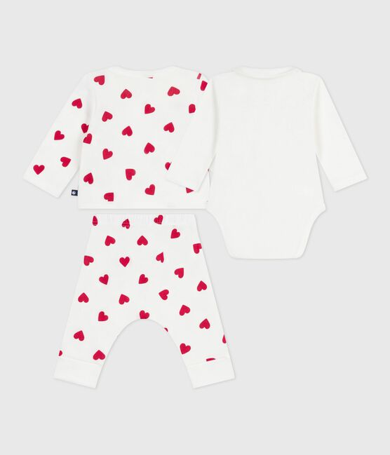 3-teiliges Baby-Set aus Baumwolle mit Herzmotiv weiss MARSHMALLOW/rot TERKUIT