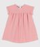 Kurzärmeliges, gestreiftes Babykleid aus Bio-Baumwolle rosa PAPAYE/ MARSHMALLOW