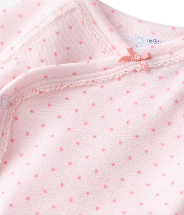 Lang&auml;rmeliger Baby-M&auml;dchen-Body aus Wolle/Baumwolle f&uuml;r Neugeborene rosa/rosa