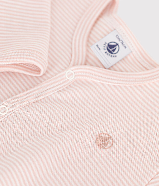 Strampler aus Baumwolle rosa/weiss