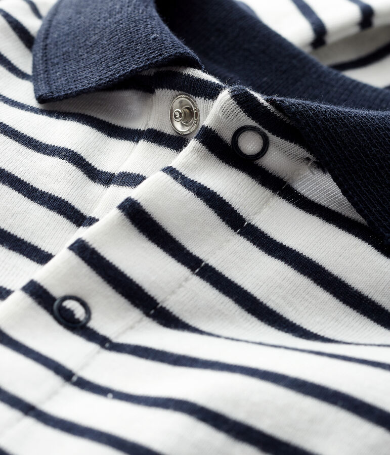 Lang&auml;rmliger Baby-Body f&uuml;r Jungen weiss MARSHMALLOW/blau SMOKING