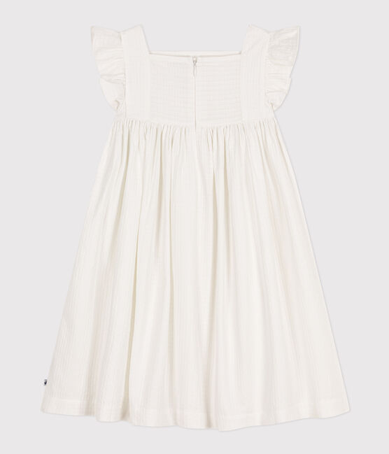 Ärmelloses Kleid aus gemusterter Baumwolle Kinder/Mädchen weiss MARSHMALLOW