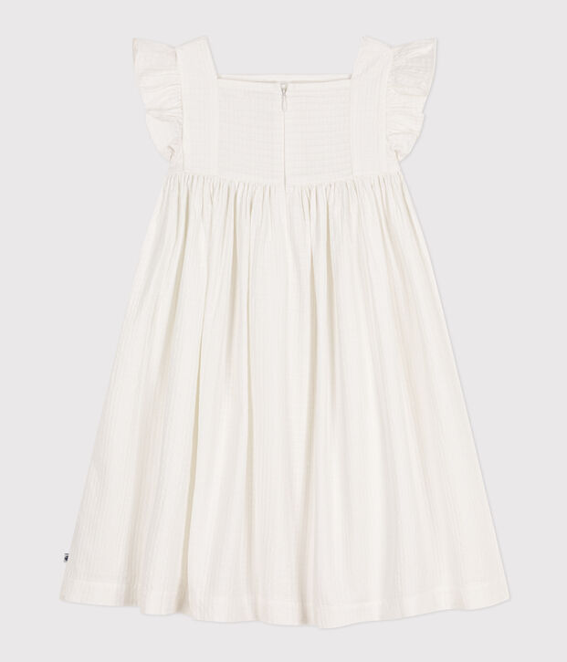 &Auml;rmelloses Kleid aus gemusterter Baumwolle Kinder/M&auml;dchen weiss