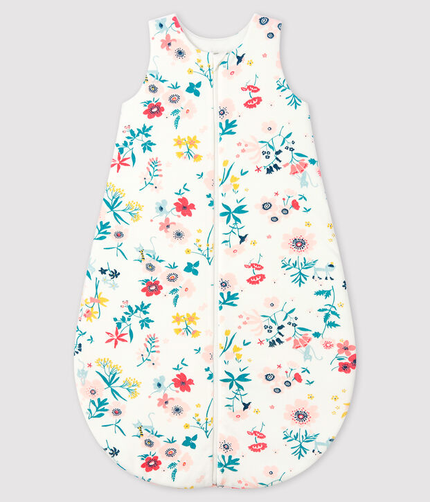 Babyschlafsack aus Nicki f&uuml;r M&auml;dchen weiss/vielfarbig
