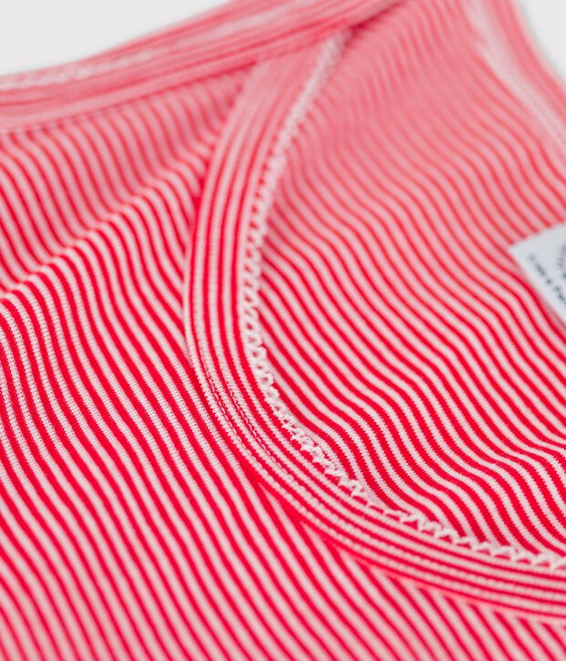 Kurznachthemd aus Baumwolle f&uuml;r Damen rot/weiss