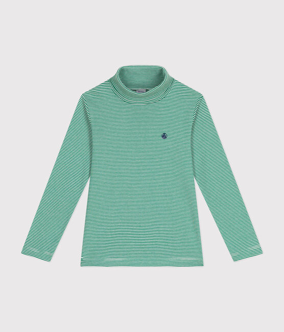 Kinder-Rollkragenshirt aus Baumwolle für Mädchen und Jungen grün JARDIN/ MARSHMALLOW