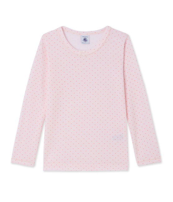 T-Shirt, Langarm, für Mädchen aus Wolle und Baumwolle rosa VIENNE/rosa GRETEL