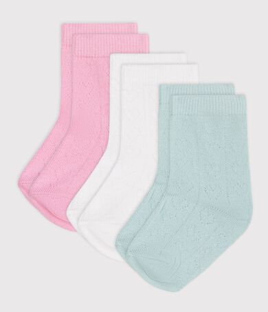 3er-Set Baby-Socken aus Baumwolle mit Herz-Lochstickerei