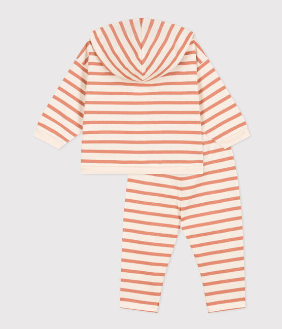 Baby-Set aus verdicktem Jersey mit Streifenmuster rosa AVALANCHE/weiss SIENNA