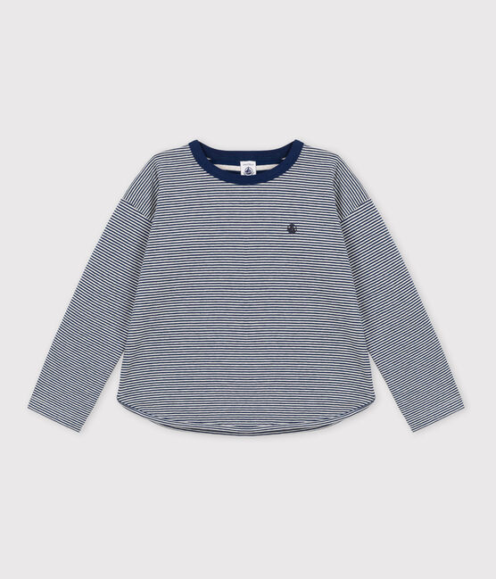 Langärmeliges Kinder-T-Shirt aus Doppeljersey für Jungen blau MEDIEVAL/ MONTELIMAR
