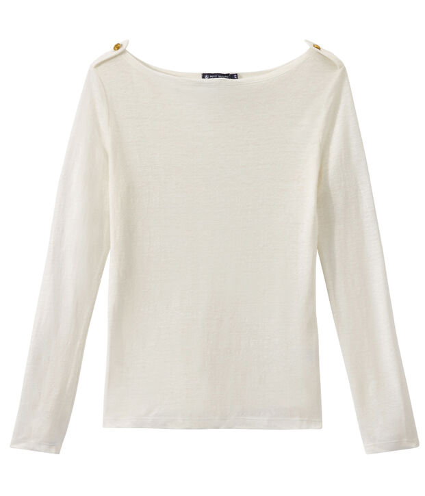 Damen-T-Shirt aus Leinen weiss