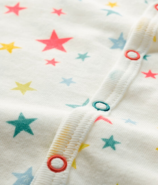 Baby-Strampler ohne Füße aus Doppeljersey weiss MARSHMALLOW/weiss MULTICO
