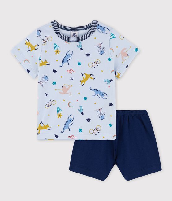 Kinder-Kurzpyjama aus Baumwolle für Jungen blau FRAICHEUR/weiss MULTICO