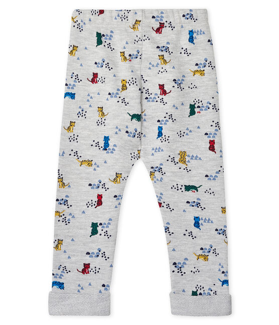 Baby-Hose aus bedrucktem Molton für Jungen grau BELUGA/weiss MULTICO