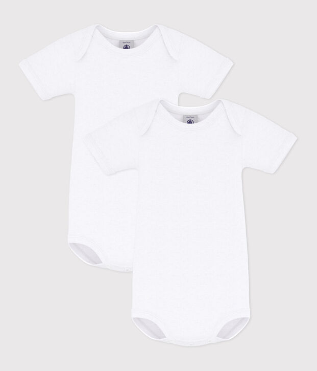 2er-Set kurz&auml;rmelige Baby-Bodys in Wei&szlig; vielfarbig