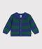 Baby-Cardigan aus Woll- und Baumwollstrick mit Streifen vielfarbig/gr&uuml;n