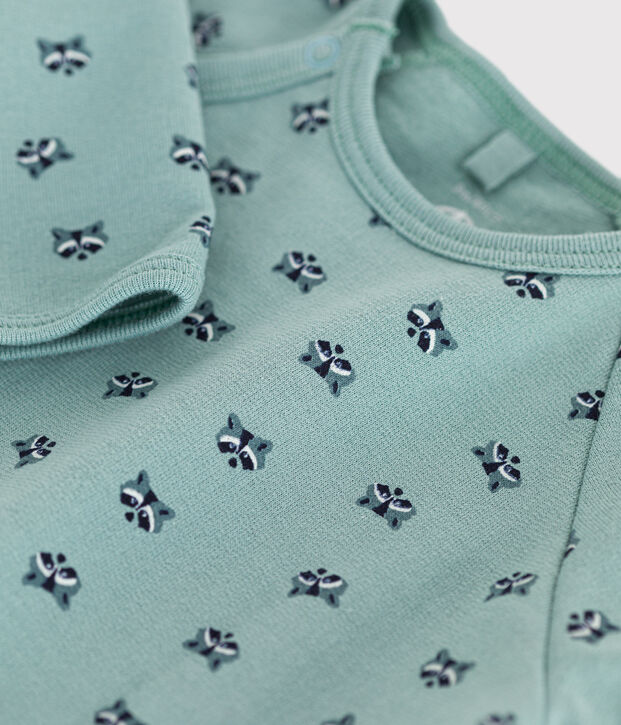 Gemusterter Strampler aus Molton gr&uuml;n/vielfarbig