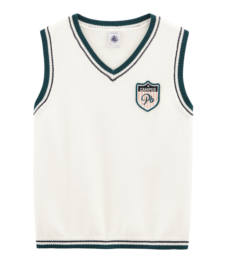 &Auml;rmelloser Pullover Jungen weiss/vielfarbig