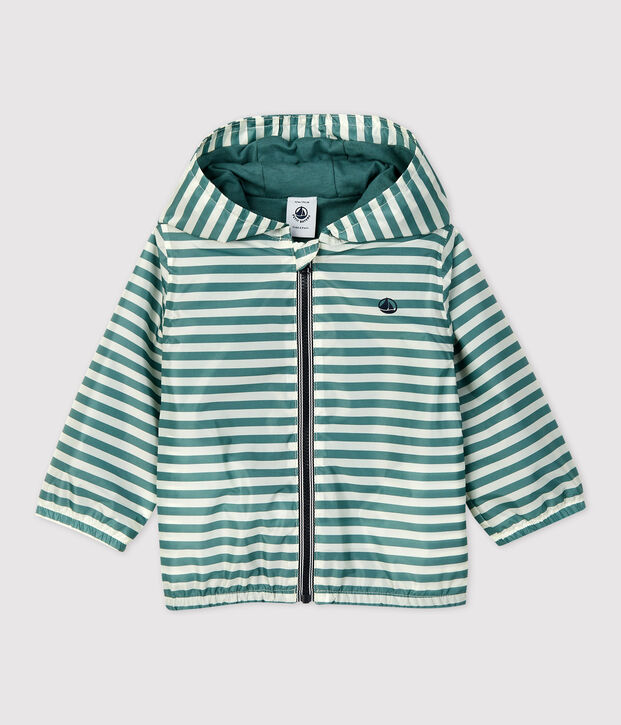 Baby-Windjacke aus recyceltem Polyester gr&uuml;n/naturfarben