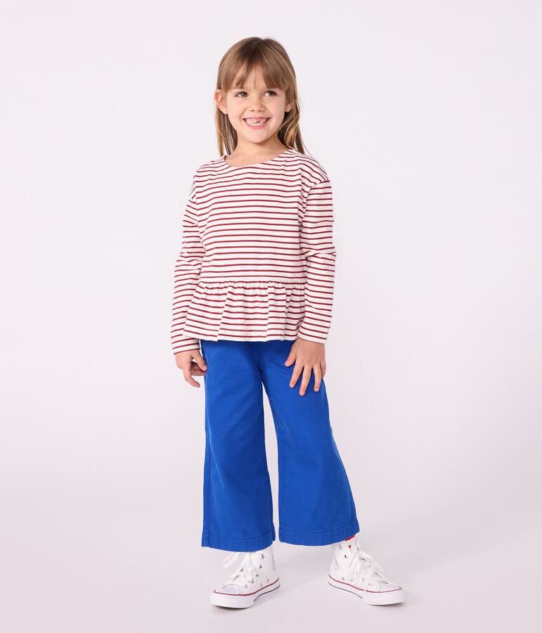 Kinder-Streifenshirt Marini&egrave;re aus Baumwolle naturfarben/rot