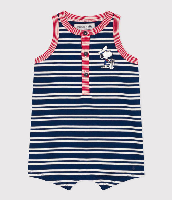 Overall Petit Bateau X Snoopy aus leichtem Jersey für Babys blau MEDIEVAL/weiss MULTICO
