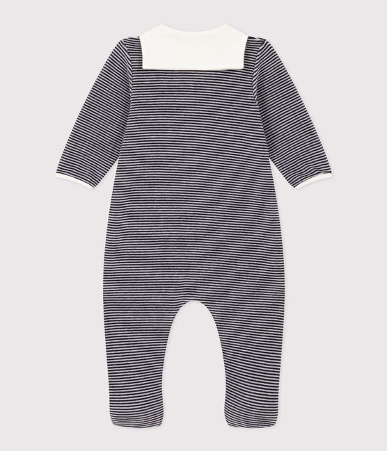 Baby-Pyjama aus Nicki mit Ringelstreifen blau SMOKING/weiss MARSHMALLOW