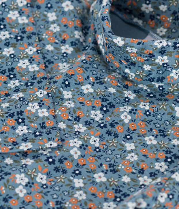 Kinder-Unterziehpullover aus Baumwolle f&uuml;r M&auml;dchen, mit Blumenmuster blau/vielfarbig