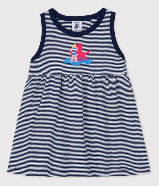 Babykleid Petit Bateau × Water Family blau MEDIEVAL/weiss MARSHMALLOW