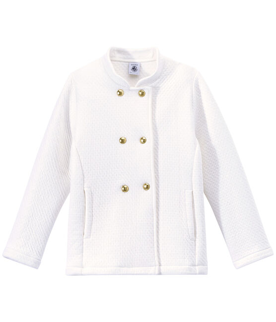 Gesteppter Mädchen-Mantel aus gedoppeltem Jersey weiss MARSHMALLOW